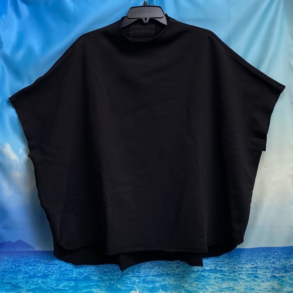 Frank & Eileen Audrey Funnel Neck Cotton Capelet Sweatshirt Size: OS Black - Picture 5 of 16
